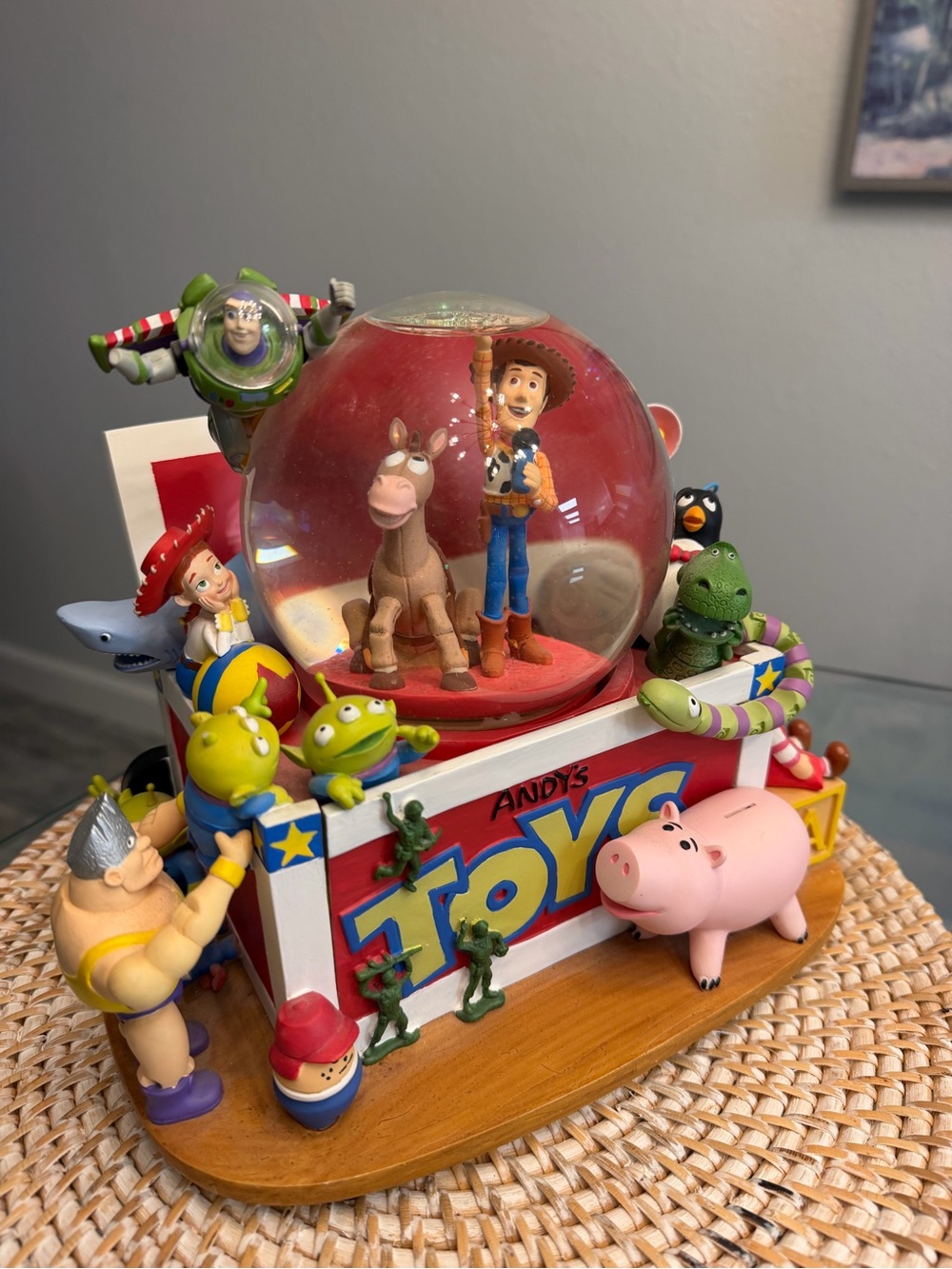 Vintage 1995 Disney Pixar Toy Story Musical Snow Globe Music Box Woody Buzz - Picture 3 of 13